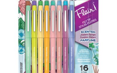 Flair Scented Felt Tip Porous Point Pen, Nature Escape Scents, Medium 0.7 mm, Assorted Ink and Barrel Colors, 16/Pack