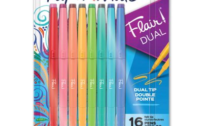 Flair Duo Felt Tip Porous Point Pen, Stick, Medium 0.7 mm, Assorted Ink and Barrel Colors, 16/Pack
