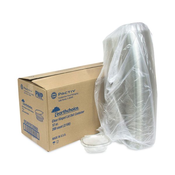 EarthChoice Recycled PET Hinged Container, 12 oz, 4.92 x 5.87 x 1.89, Clear, Plastic, 200/Carton - Image 4