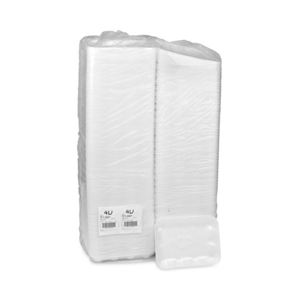 Meat Tray, #4D, 9.5 x 7 x 1.25, White, Foam, 500/Carton - Image 4