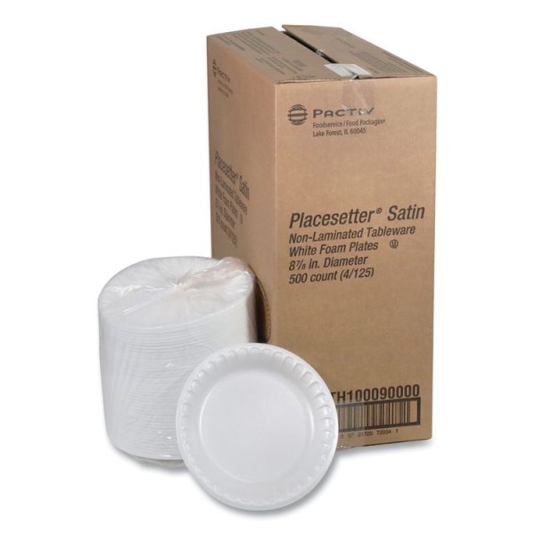 Placesetter Satin Non-Laminated Foam Dinnerware, Plate, 9" dia, White, 500/Carton - Image 2