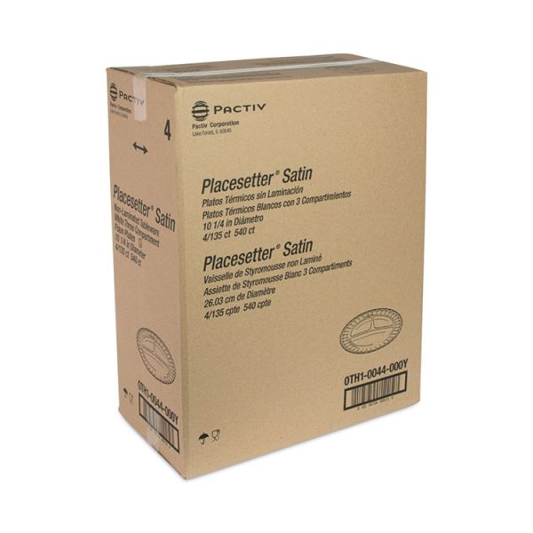 Placesetter Satin Non-Laminated Foam Dinnerware, 3-Compartment Plate, 10.25" dia, White, 540/Carton - Image 2