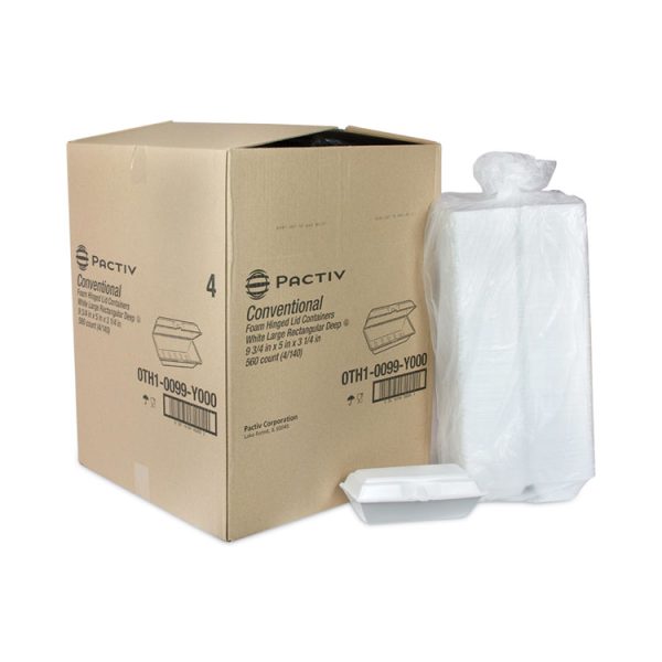 Foam Hinged Lid Containers, Single Tab Lock Hoagie, 9.75 X 5 X 3.25, White, 560/carton - Image 4