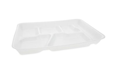 Foam School Trays, 6-Compartment, 8.5 x 11.5 x 1.25, White, 500/Carton