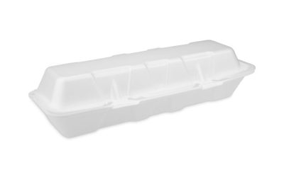 Foam Hinged Lid Containers, Dual Tab Lock Hoagie, 13 X 4 X 4, White, 250/carton