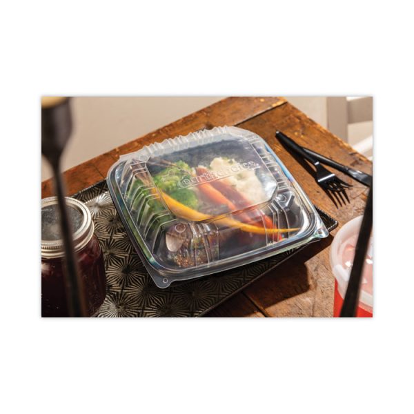 EarthChoice Vented Dual Color Microwavable Hinged Lid Container, 1-Compartment 66oz, 10.5x9.5x3, Black/Clear, Plastic, 132/CT - Image 7