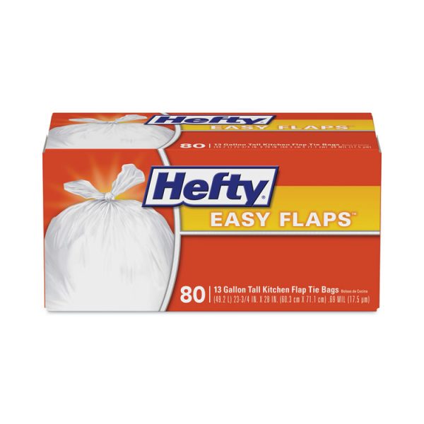 Easy Flaps Trash Bags, 13 gal, 0.69 mil, 23.75" x 28", White, 80 Bags/Box, 3 Boxes/Carton - Image 3