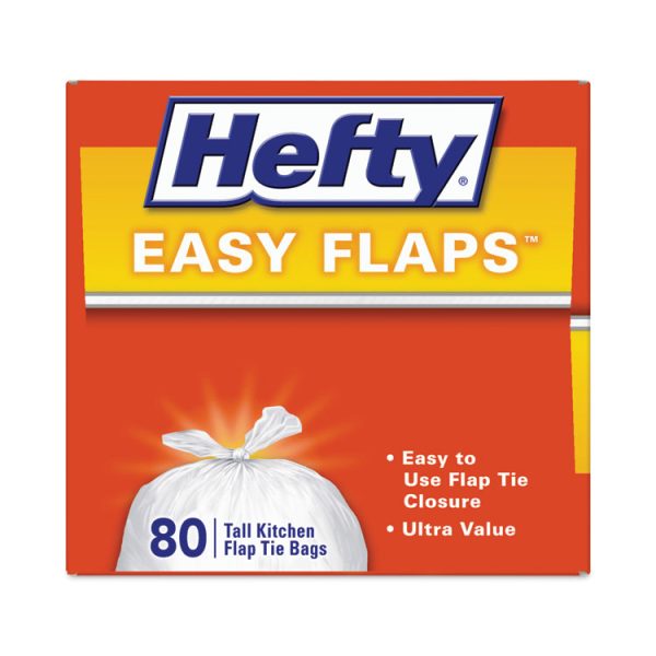 Easy Flaps Trash Bags, 13 gal, 0.69 mil, 23.75" x 28", White, 80 Bags/Box, 3 Boxes/Carton - Image 2