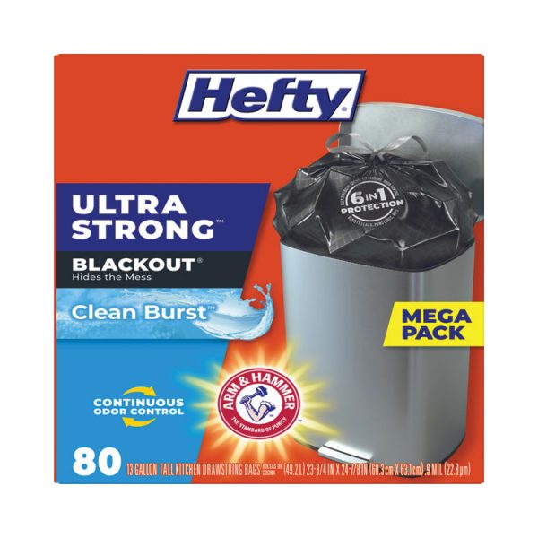 Ultra Strong BlackOut Tall-Kitchen Drawstring Bags, 13 gal, 0.9 mil, 23.75" x 24.88", Black, 80 Bags/Box, 3 Boxes/Carton - Image 5