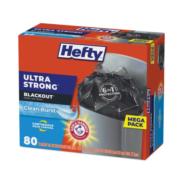 Ultra Strong BlackOut Tall-Kitchen Drawstring Bags, 13 gal, 0.9 mil, 23.75" x 24.88", Black, 80 Bags/Box, 3 Boxes/Carton - Image 4