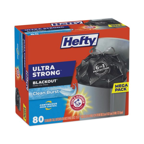 Ultra Strong BlackOut Tall-Kitchen Drawstring Bags, 13 gal, 0.9 mil, 23.75" x 24.88", Black, 80 Bags/Box, 3 Boxes/Carton - Image 3