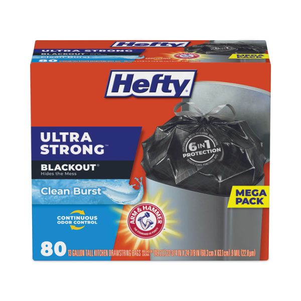 Ultra Strong BlackOut Tall-Kitchen Drawstring Bags, 13 gal, 0.9 mil, 23.75" x 24.88", Black, 80 Bags/Box, 3 Boxes/Carton - Image 2