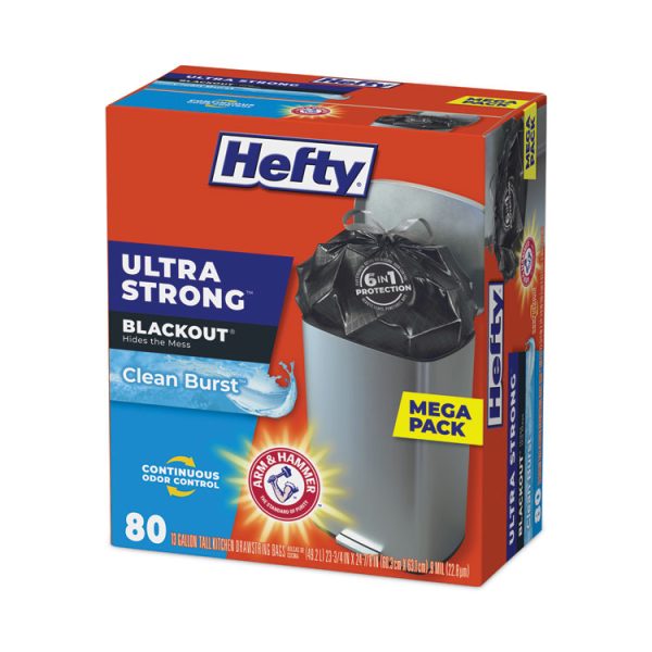 Ultra Strong Blackout Tall-Kitchen Drawstring Bags, 13 Gal, 0.9 Mil, 23.75" X 24.88", Black, 80/box - Image 4