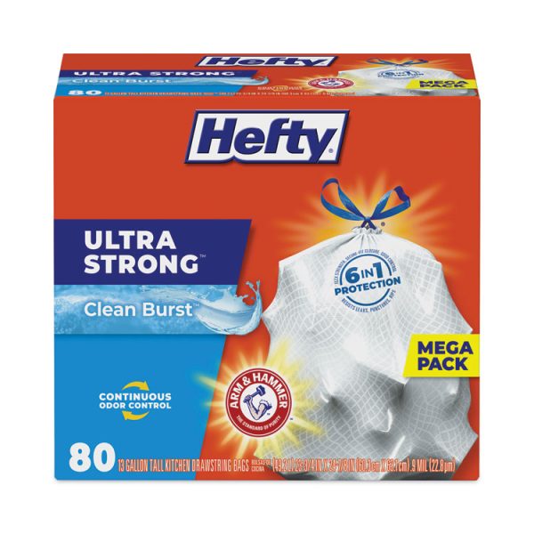 Ultra Strong Scented Tall White Kitchen Bags, 13 gal, 0.9 mil, 24.75" x 24.88", White, 80 Bags/Box, 3 Boxes/Carton - Image 2