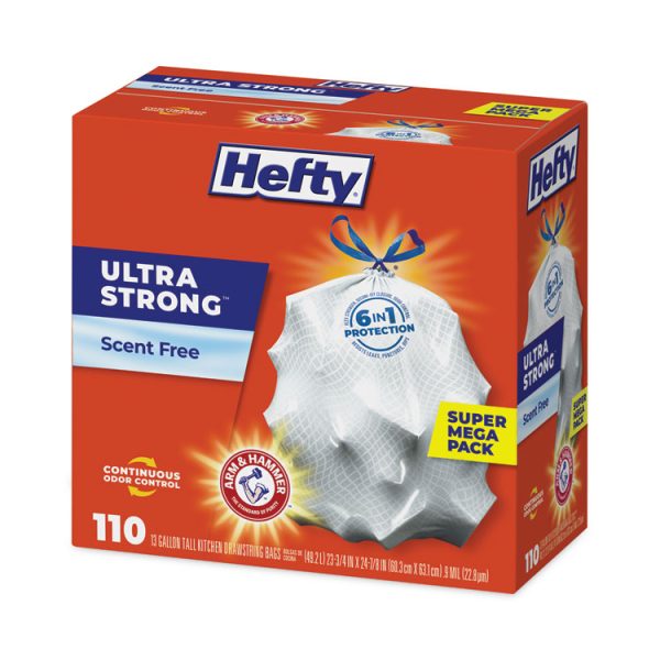 Ultra Strong Tall Kitchen And Trash Bags, 13 Gal, 0.9 Mil, 23.75" X 24.88", White, 110/box - Image 4