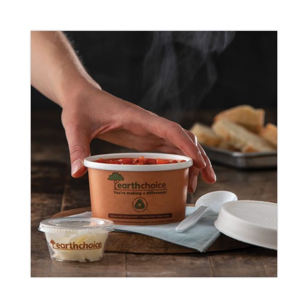 EarthChoice Compostable Soup Cup Lid, For 8-16 oz Soup Cups, 4" Diameter, White, Sugarcane, 500/Carton - Image 6