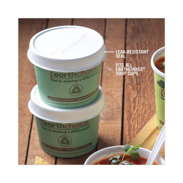 EarthChoice Compostable Soup Cup Lid, For 8-16 oz Soup Cups, 4" Diameter, White, Sugarcane, 500/Carton - Image 7