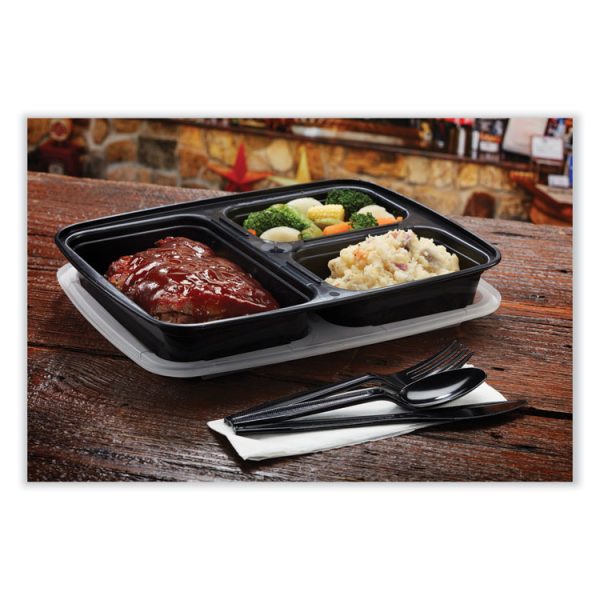 Newspring DELItainer Microwavable Container, 32 oz, 7.5 x 9.87 x 1.75, Black/Clear, Plastic, 150/Carton - Image 2