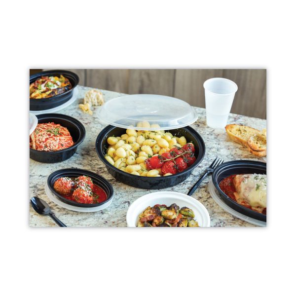Newspring VERSAtainer Microwavable Containers, 16 oz, 6" Diameter, Black/Clear, Plastic, 150/Carton - Image 7