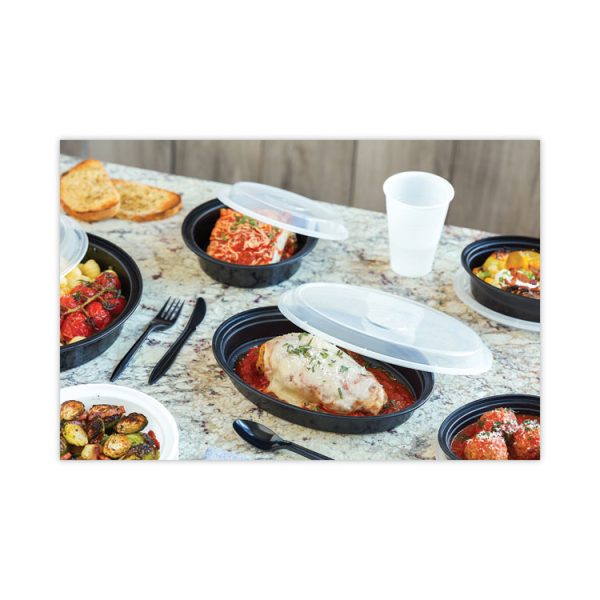 Newspring VERSAtainer Microwavable Containers, 16 oz, 6" Diameter, Black/Clear, Plastic, 150/Carton - Image 8