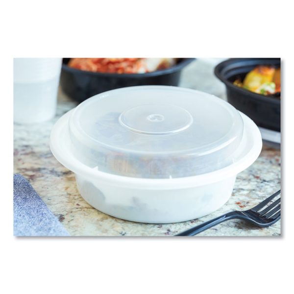 Newspring VERSAtainer Microwavable Containers, Round, 16 oz, 6 x 6 x 1.5, White/Clear, Plastic, 150/Carton - Image 3