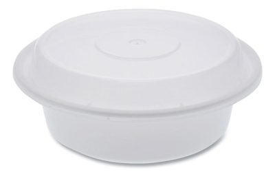 Newspring VERSAtainer Microwavable Containers, Round, 16 oz, 6 x 6 x 1.5, White/Clear, Plastic, 150/Carton