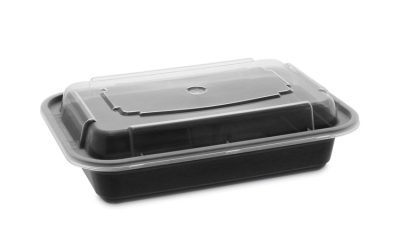 Newspring VERSAtainer Microwavable Containers, 16 oz, 5 x 7.25 x 1.5, Black/Clear, Plastic, 150/Carton