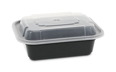Newspring VERSAtainer Microwavable Containers, 12 oz, 4.5 x 5.5 x 1.75, Black/Clear, Plastic, 150/Carton