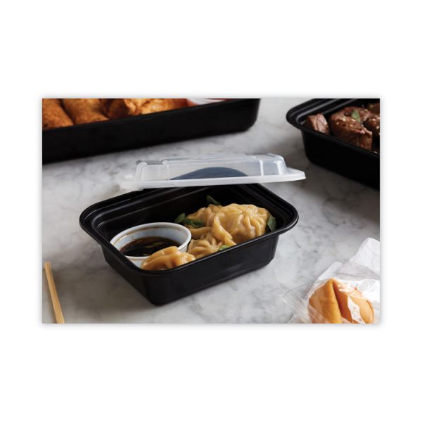 Newspring VERSAtainer Microwavable Containers, 12 oz, 4.5 x 5.5 x 1.75, Black/Clear, Plastic, 150/Carton - Image 5