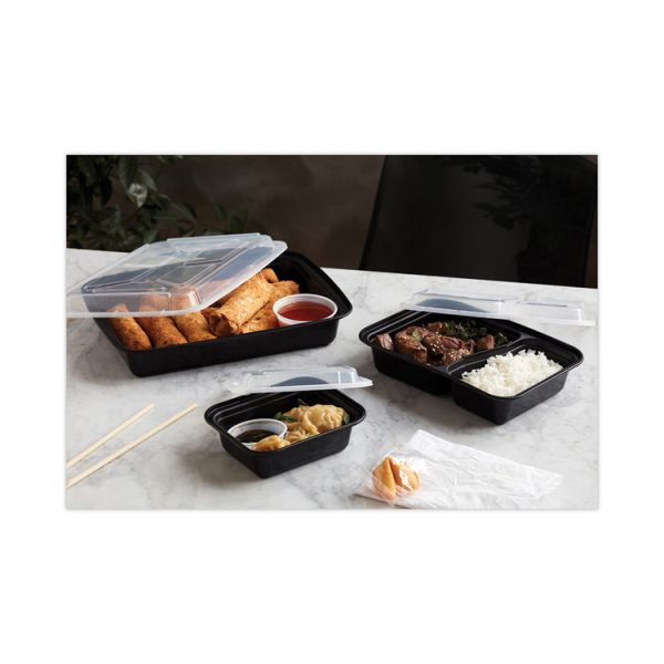 Newspring VERSAtainer Microwavable Containers, 12 oz, 4.5 x 5.5 x 1.75, Black/Clear, Plastic, 150/Carton - Image 8