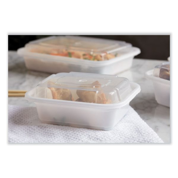 Newspring VERSAtainer Microwavable Containers, Rectangular, 12 oz, 4.5 x 5.5 x 2.12, White/Clear, Plastic, 150/Carton - Image 3