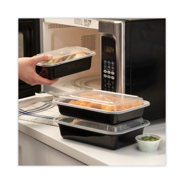 Newspring VERSAtainer Microwavable Containers, 24 oz, 5 x 7.25 x 2, Black/Clear, Plastic, 150/Carton - Image 5