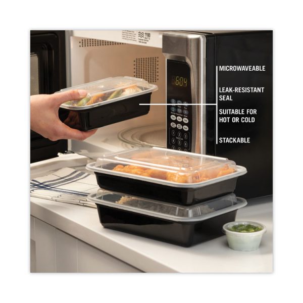 Newspring VERSAtainer Microwavable Containers, 24 oz, 5 x 7.25 x 2, Black/Clear, Plastic, 150/Carton - Image 6