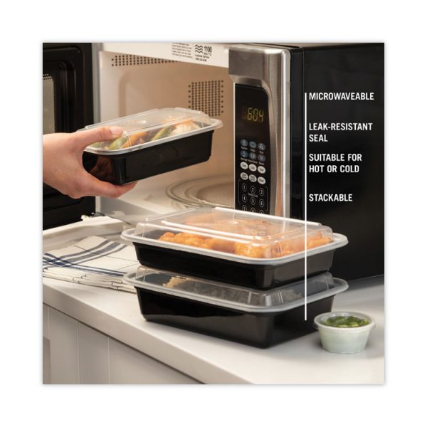 Newspring VERSAtainer Microwavable Containers, 38 oz, 6 x 8.5 x 2, Black/Clear, Plastic, 150/Carton - Image 6