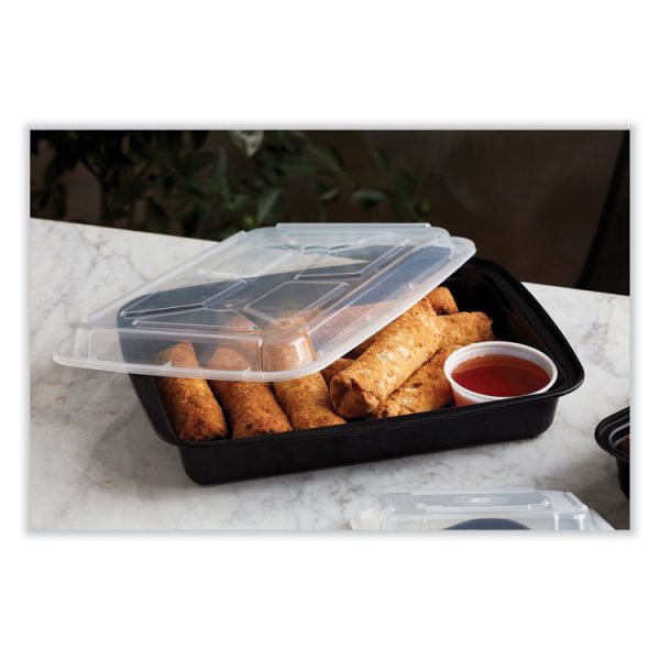 Newspring VERSAtainer Microwavable Containers, Rectangular, 58 oz, 8.5 x 11.5 x 2.5, Black/Clear, Plastic, 150/Carton - Image 4