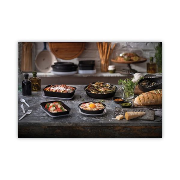 EarthChoice Versa2Go Microwaveable Container, 46 oz, 9 x 9 x 1.7, Black/Clear, Plastic, 150/Carton - Image 4