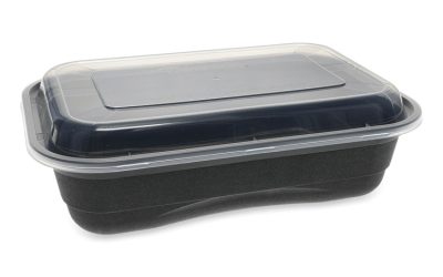 EarthChoice Versa2Go Microwaveable Container, 36 oz, 8.4 x 5.6 x 2, Black/Clear, Plastic, 150/Carton