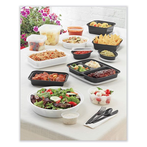 Newspring VERSAtainer Microwavable Containers, Oval, 8 oz, 5.7 x 4 x 1.45, Black/Clear, Plastic, 150/Carton - Image 3