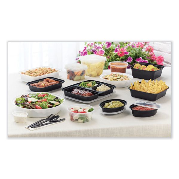 Newspring VERSAtainer Microwavable Containers, Oval, 8 oz, 5.7 x 4 x 1.45, Black/Clear, Plastic, 150/Carton - Image 4