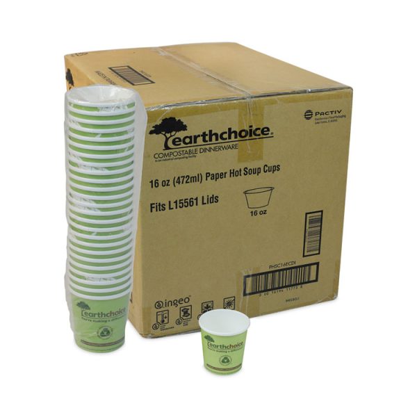 EarthChoice Compostable Soup Cup Large, 16 oz, 3.63" Diameter x 3.88"h, Green, Paper, 500/Carton - Image 4