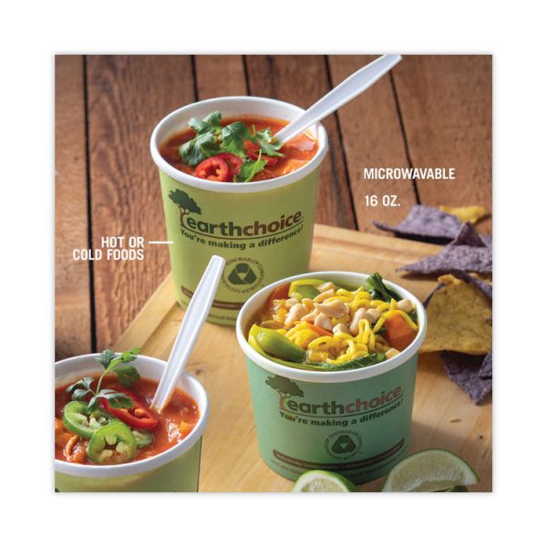 EarthChoice Compostable Soup Cup Large, 16 oz, 3.63" Diameter x 3.88"h, Green, Paper, 500/Carton - Image 6