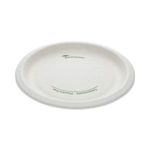 Earthchoice Pressware Compostable Dinnerware, Plate, 9" Dia, White, 450/carton