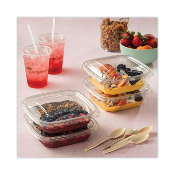 EarthChoice Square Recycled Bowl Flat Lid, 7.38 x 7.38 x 0.26, Clear, Plastic, 300/Carton - Image 5