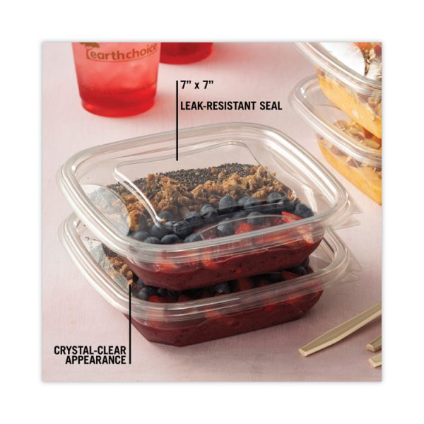 EarthChoice Square Recycled Bowl Flat Lid, 7.38 x 7.38 x 0.26, Clear, Plastic, 300/Carton - Image 6