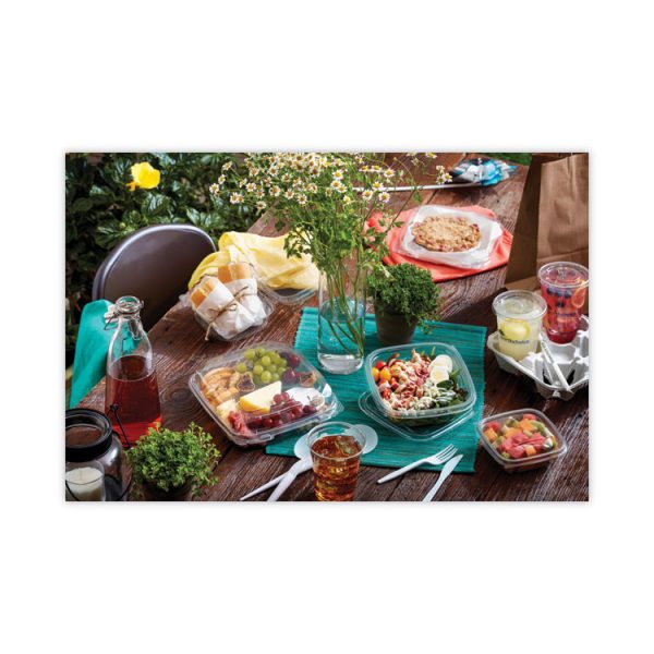 EarthChoice Square Recycled Bowl Flat Lid, 7.38 x 7.38 x 0.26, Clear, Plastic, 300/Carton - Image 8