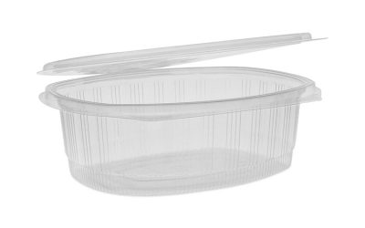 EarthChoice Recycled PET Hinged Container, 48 oz, 8.88 x 7.25 x 2.94, Clear, Plastic, 190/Carton