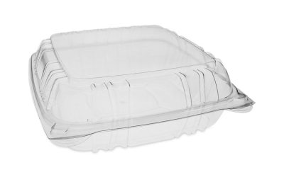 SENSATION SmartLock Hinged Lid Container, 9.21 x 8.87 x 3.07, Clear, Plastic, 200/Carton