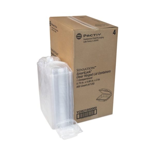 SENSATION SmartLock Hinged Lid Container, 5.74 x 5.95 x 3.1, Clear, Plastic, 500/Carton - Image 5