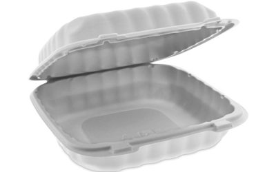 EarthChoice SmartLock Microwavable MFPP Hinged Lid Container, 8.31 x 8.35 x 3.1, White, Plastic, 200/Carton