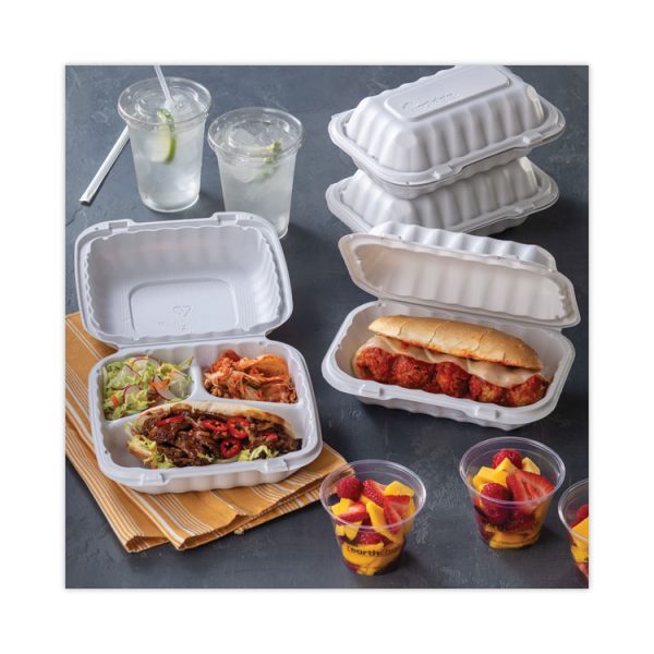 EarthChoice SmartLock Microwavable MFPP Hinged Lid Container, 3-Compartment, 8.31 x 8.35 x 3.1, White, Plastic, 200/Carton - Image 6